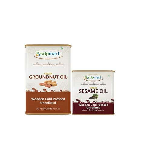COMBO  02 - SDPMart Premium Virgin Groundnut Oil 5 Liter & Sesame Oil 2 Liter - SDPMart