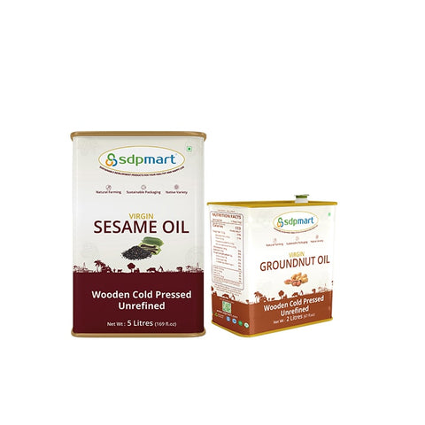 COMBO 03 - SDPMart Premium Virgin Sesame Oil 5 Liter & Groundnut Oil 2 Liter - SDPMart