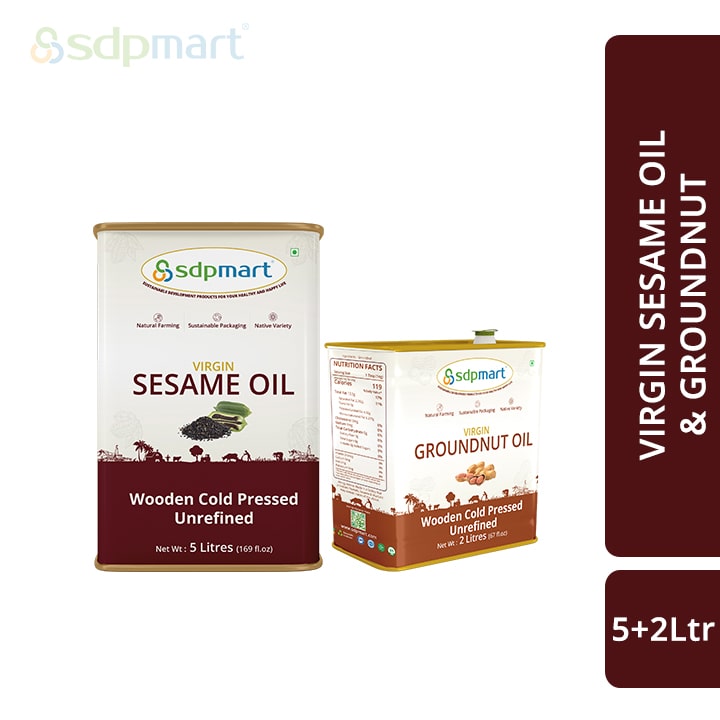 COM 03 - SDPMart Premium Virgin Sesame Oil 5 Liter & Groundnut Oil 2 L