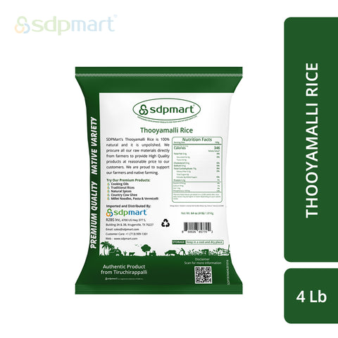 SDPMart Premium Thooyamalli Rice 4 LB - SDPMart