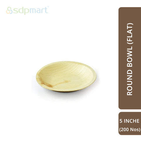 SDPMart Premium Palm Leaf Plate Round Bowl (Flat) 5 INCH - SDPMart