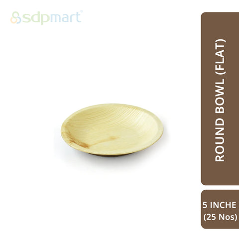 SDPMart Premium Palm Leaf Plate Round Bowl (Flat) 5 INCH - SDPMart