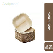 SDPMart Premium Palm Leaf Plate Square Bowl 5.5 INCH - SDPMart
