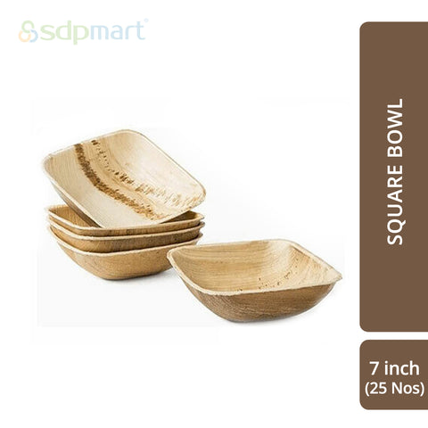 SDPMart Premium Palm leaf Plate Square Bowl 7 INCH - SDPMart