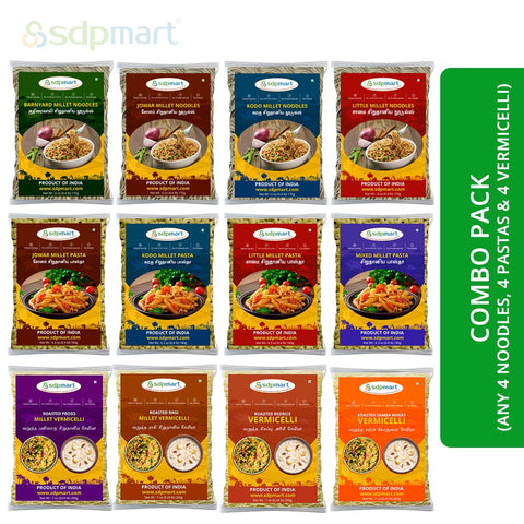 Combo Millet Vermicelli-Noodles-Pastas - 4+4+4 Assorted Packets - SDPMart